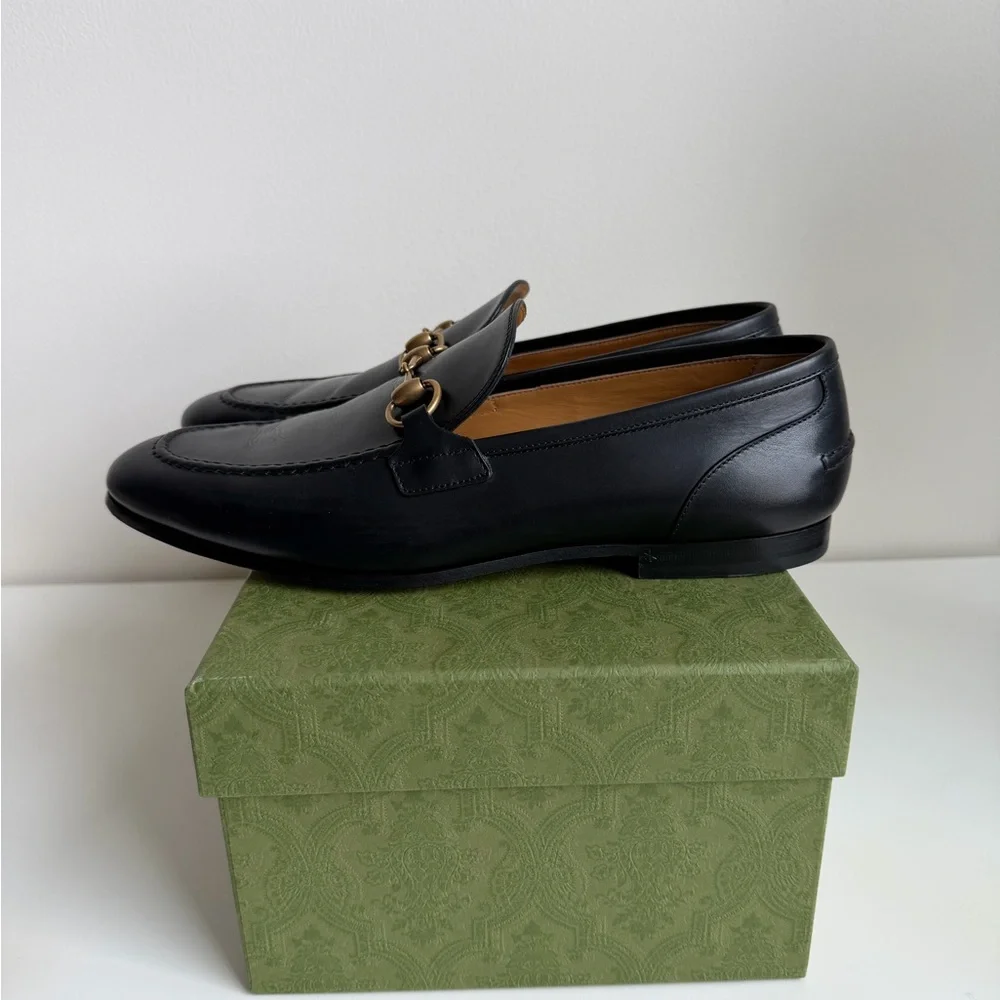 Gucci Black Leather Horsebit Loafers
